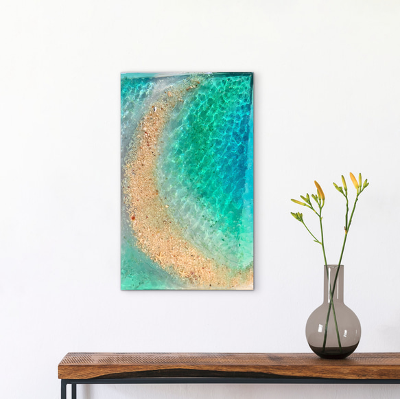 アートパネル  なも無い島　ムーンビーチエメラルドの海　波紋の穏やかな海　タイプE 1枚目の画像