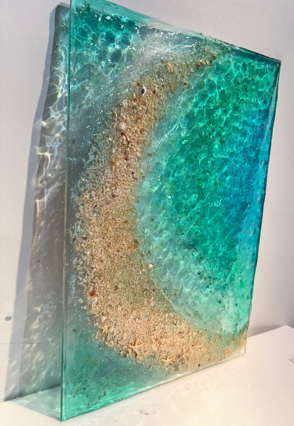 アートパネル  なも無い島　ムーンビーチエメラルドの海　波紋の穏やかな海　タイプE 12枚目の画像