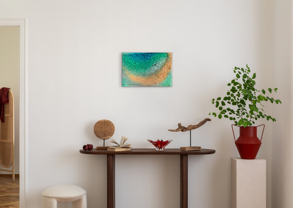 アートパネル  なも無い島　ムーンビーチエメラルドの海　波紋の穏やかな海　タイプE 6枚目の画像