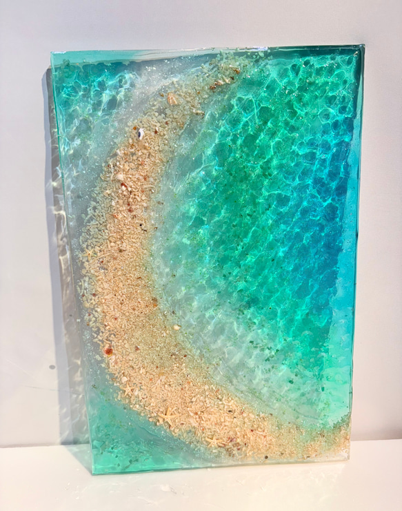 アートパネル  なも無い島　ムーンビーチエメラルドの海　波紋の穏やかな海　タイプE 10枚目の画像