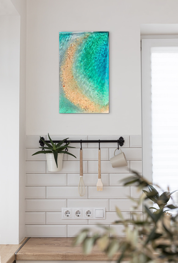 アートパネル  なも無い島　ムーンビーチエメラルドの海　波紋の穏やかな海　タイプE 4枚目の画像