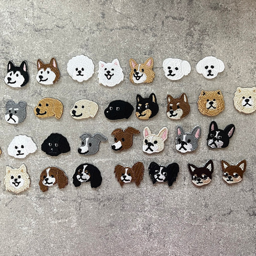 4種選べる犬種 刺繍シールワッペン 犬顔ワッペン アップリケ ワッペン
