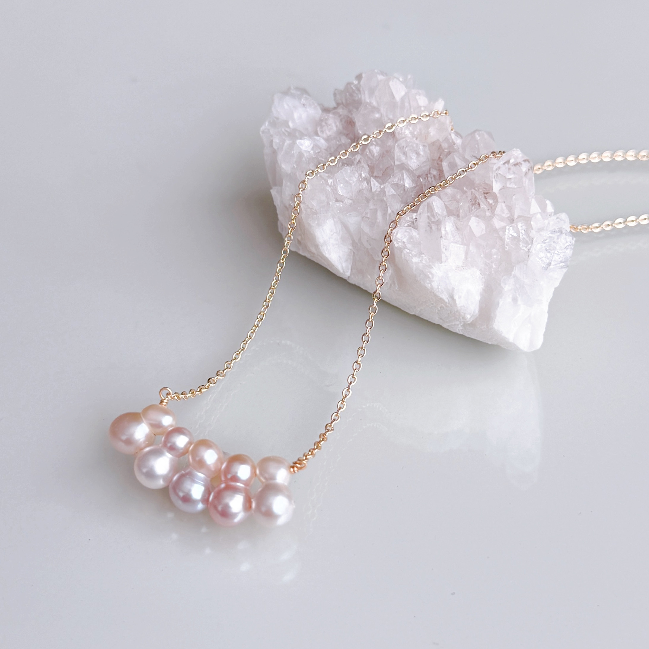 寄り添う ツインパール 大人 雪だるま 淡水パール ネックレス 14kgf クリスマス 誕生日 プレゼント ギフト 冬