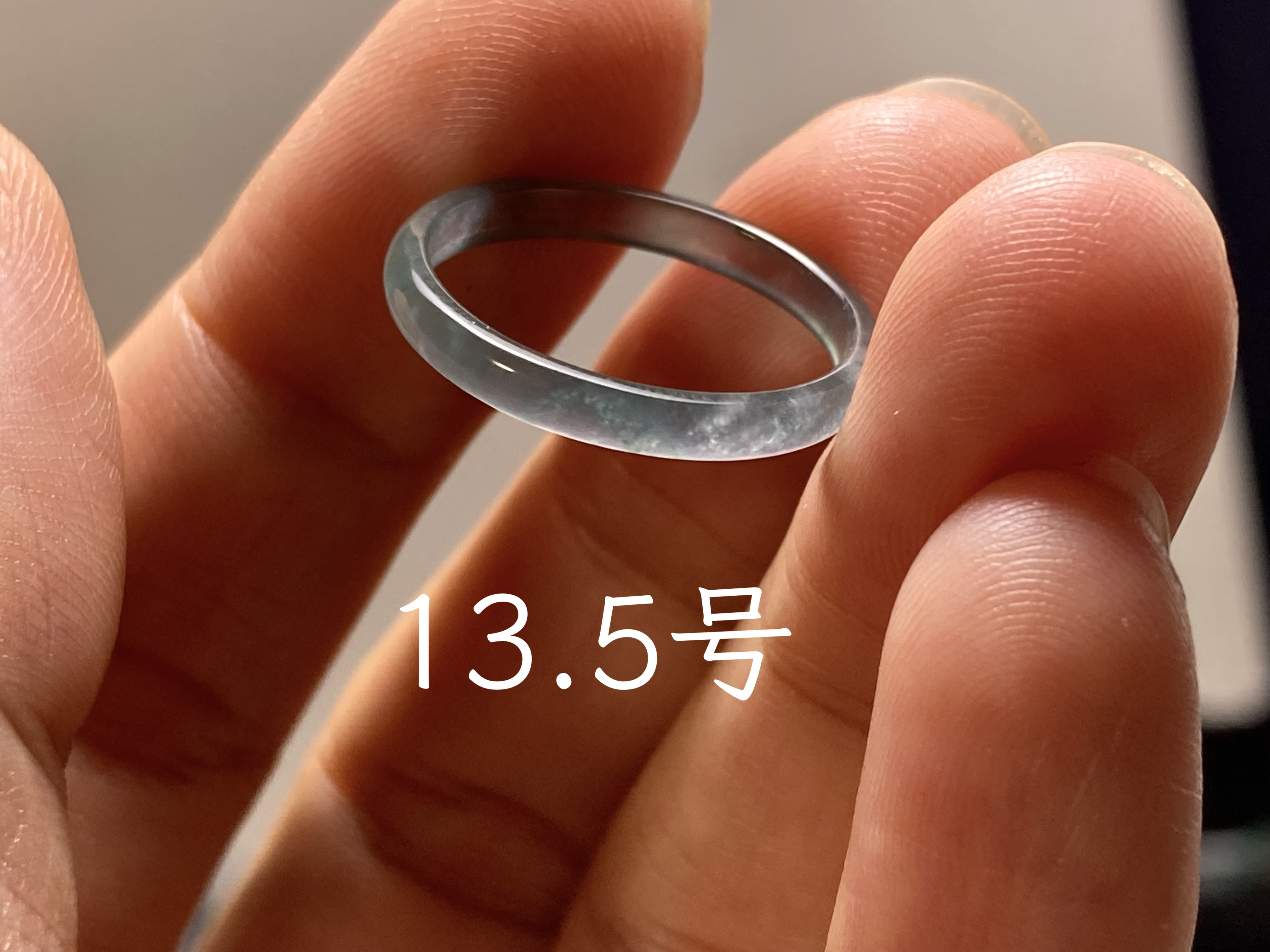 L14-144 極品 高氷種 竹節 リング 高級感 氷水青緑 13.5号 グアテマラ産 A貨 本翡翠 くりぬき