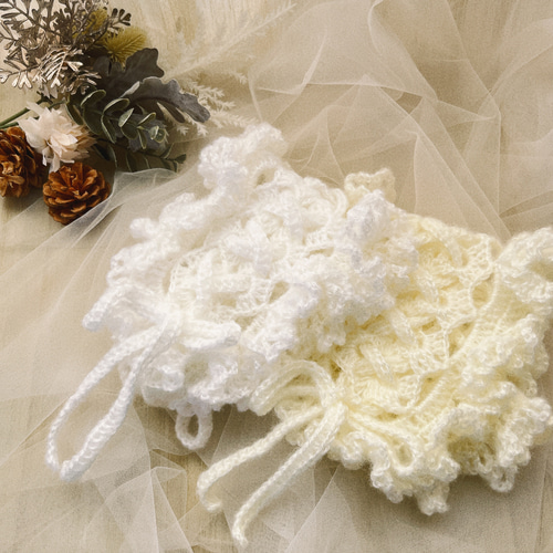 冬限定2025♡moricori》ふわふわモヘアの編み上げリボンヘッドドレス