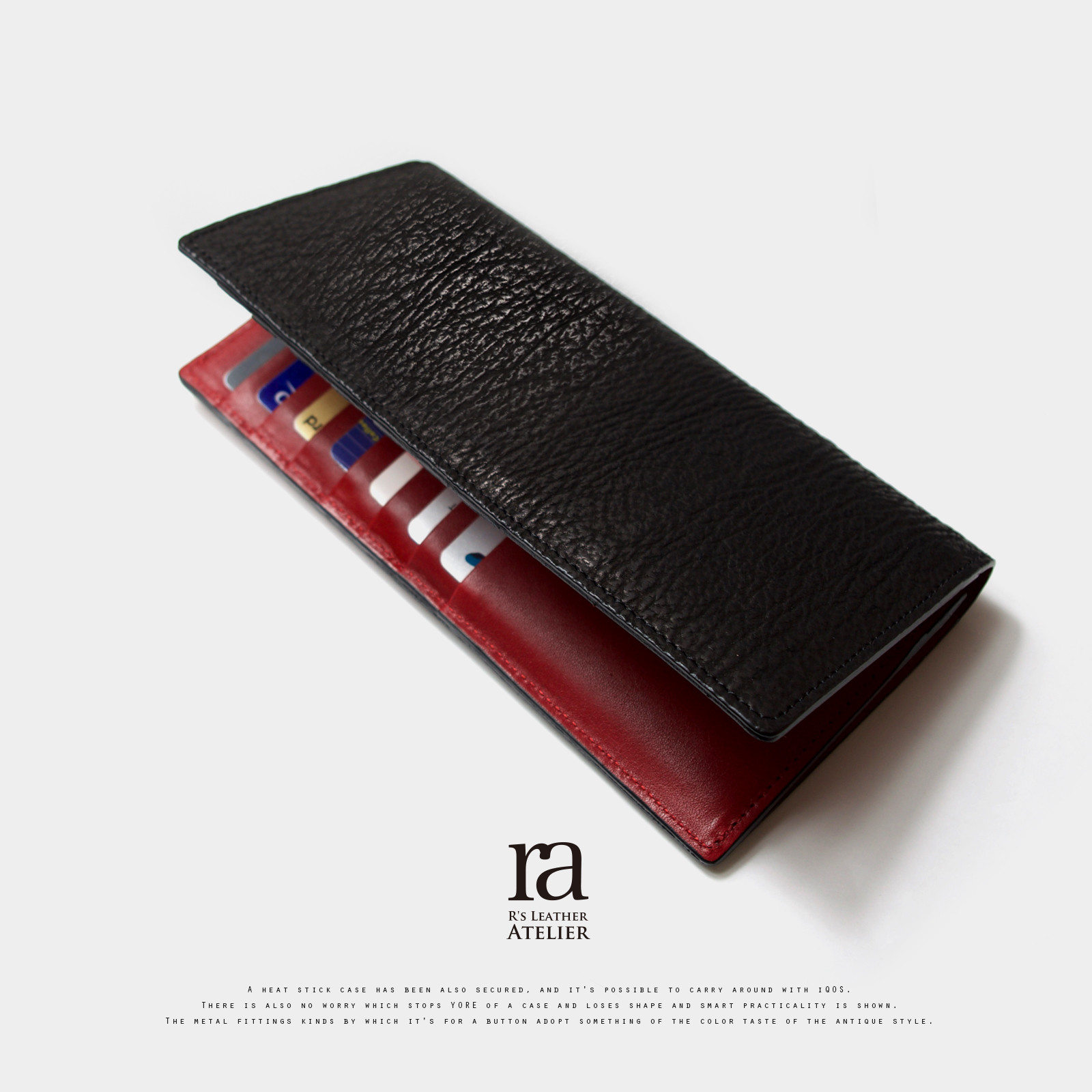 稀少革 カード大容量の長財布 / シャークスキン 鮫革 縁起物 フォーマル ブラック エキゾチックレザー