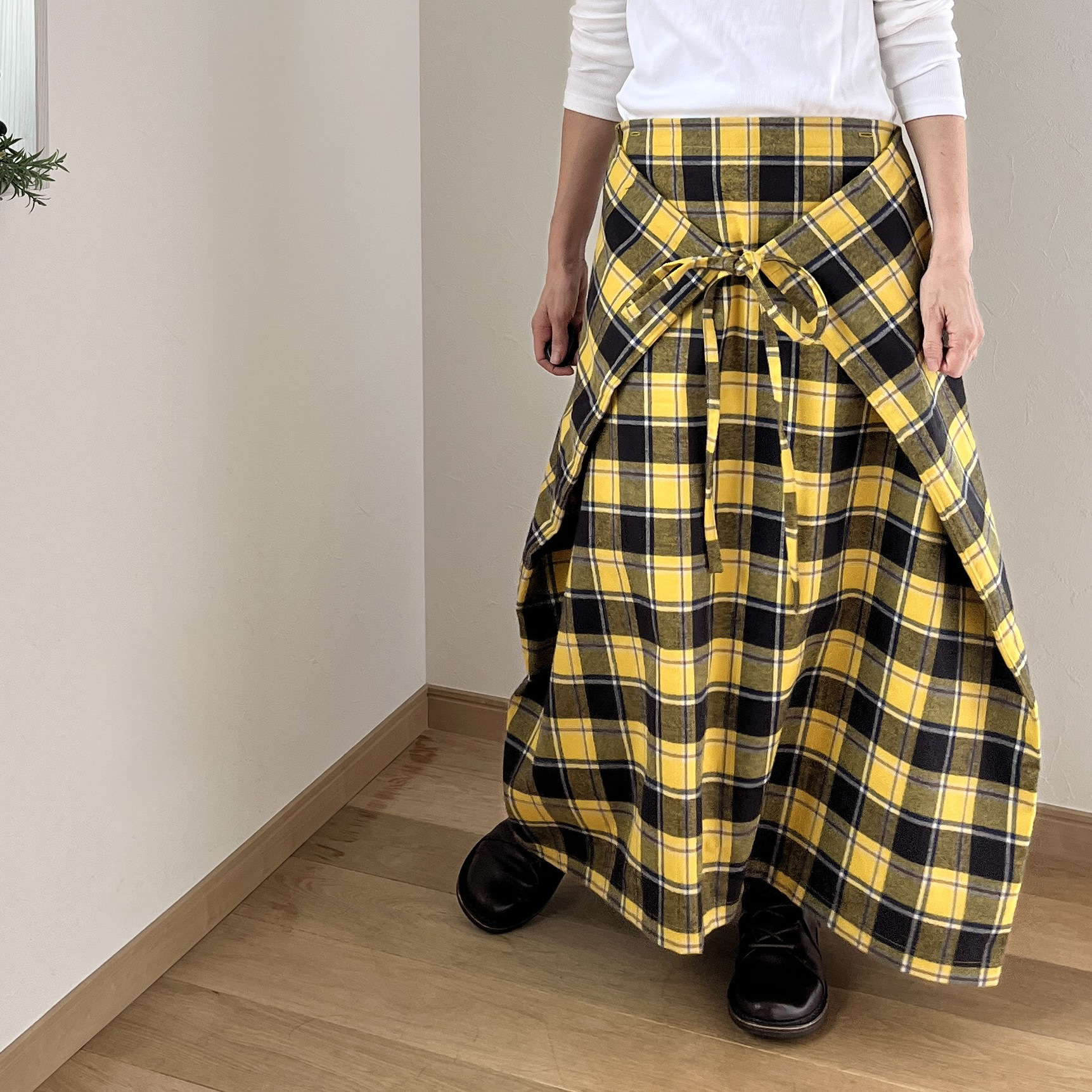 上質シャギーのラップスカート　イエロー　～お好きな丈でお作りします～