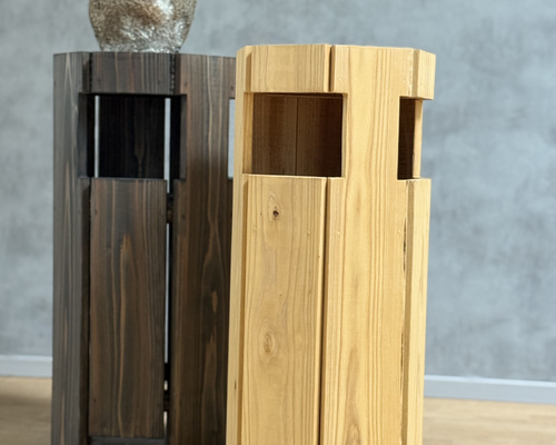 木製ゴミ箱 スツールにもなる 七角形 ナチュラル 北欧風 ハンドメイド