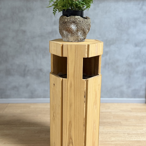木製ゴミ箱 スツールにもなる 七角形 ナチュラル 北欧風 ハンドメイド