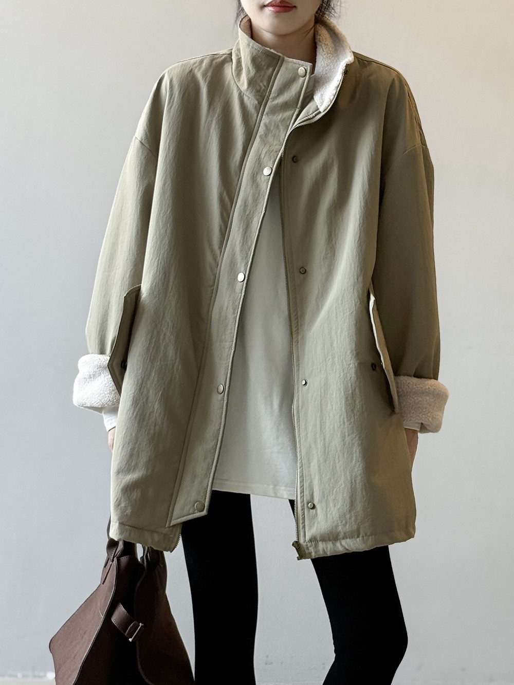 秋冬レディースウール 保温性のある どこにでも合う スタンドカラーコート【返品・交換可】品質最優先25-418