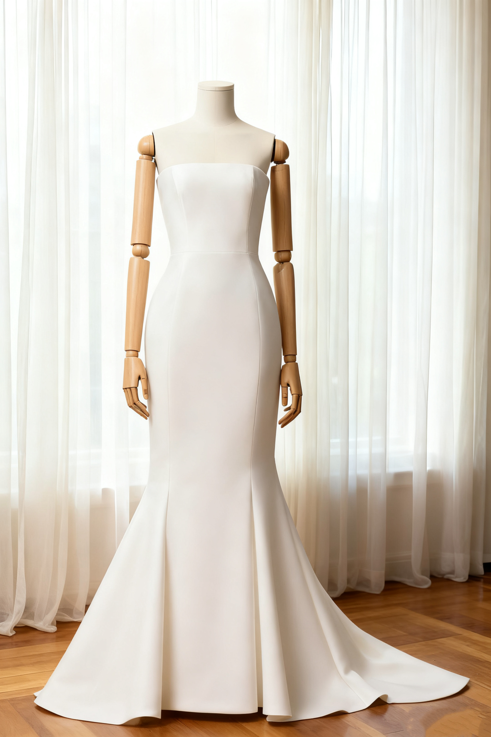 送料無料！ウェディングドレス ミニマリズム ビスチェドレス 編み上げ 前撮り マーメイドライン オフホワイト オーダーメ