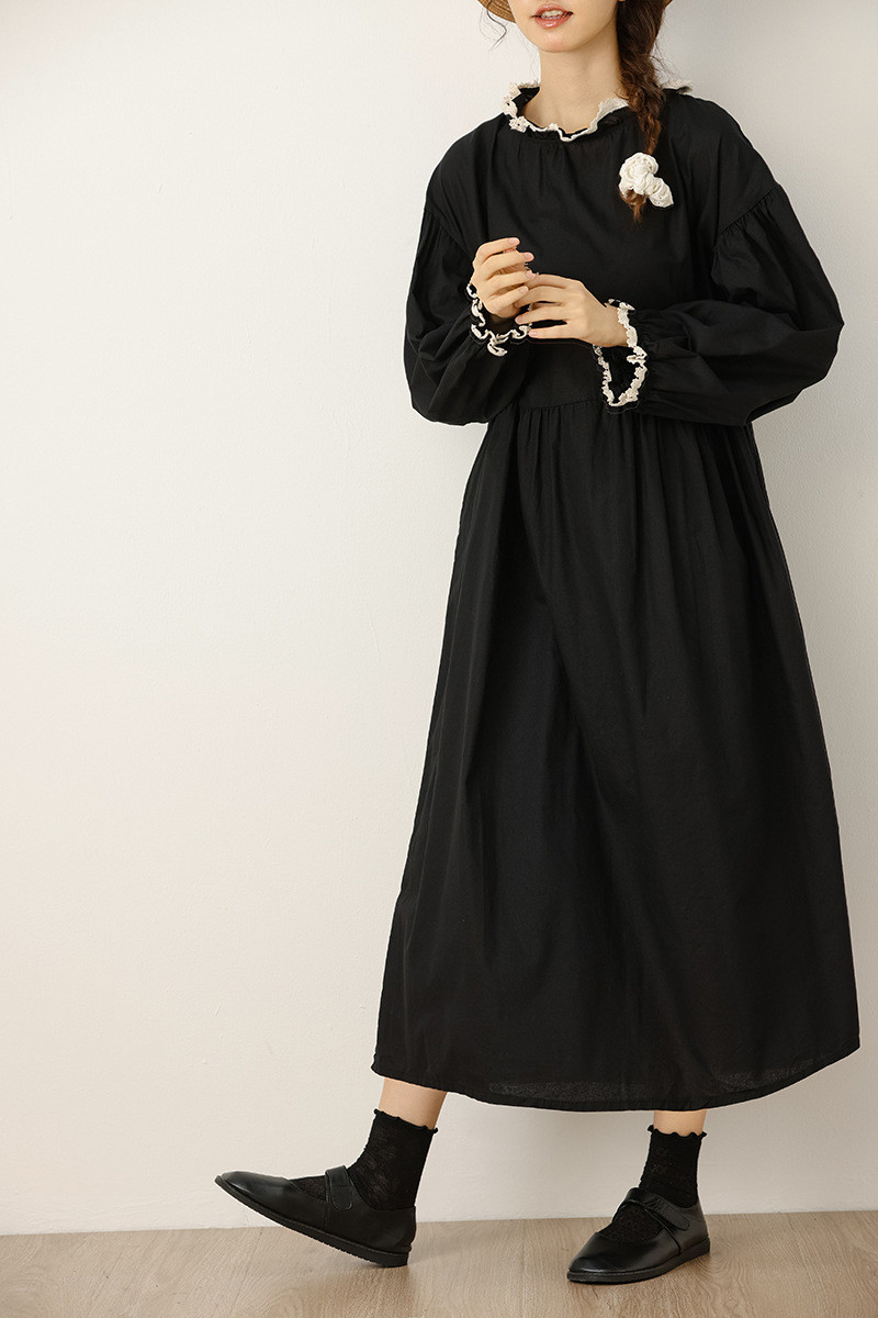 レトロスタイル ソリッドカラー リネン素材 ロングスリーブ ロングスカーフ    25秋新作&16