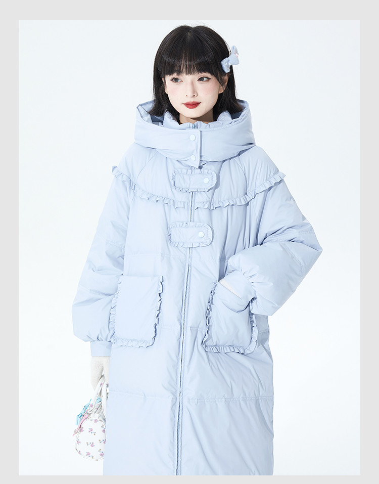 冬のフード付きダウンジャケット