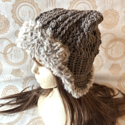 再販】防寒・グラニーモチーフのニットフード☆被るだけのバラクラバ