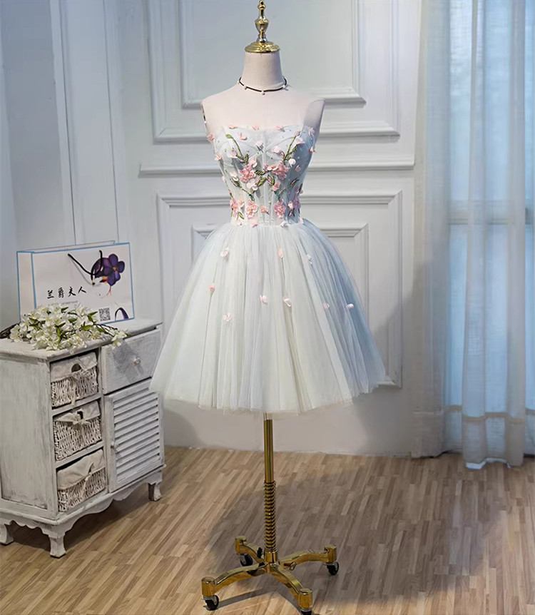 薄青 ふわふわ オフショルダー ショート丈 プリンセス 綺麗 パーティードレス 二次会 ウェディングドレス LJ-023