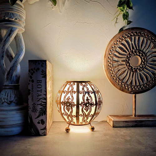 アイアン ランプシェード アンティークゴールド 間接照明 アラベスク