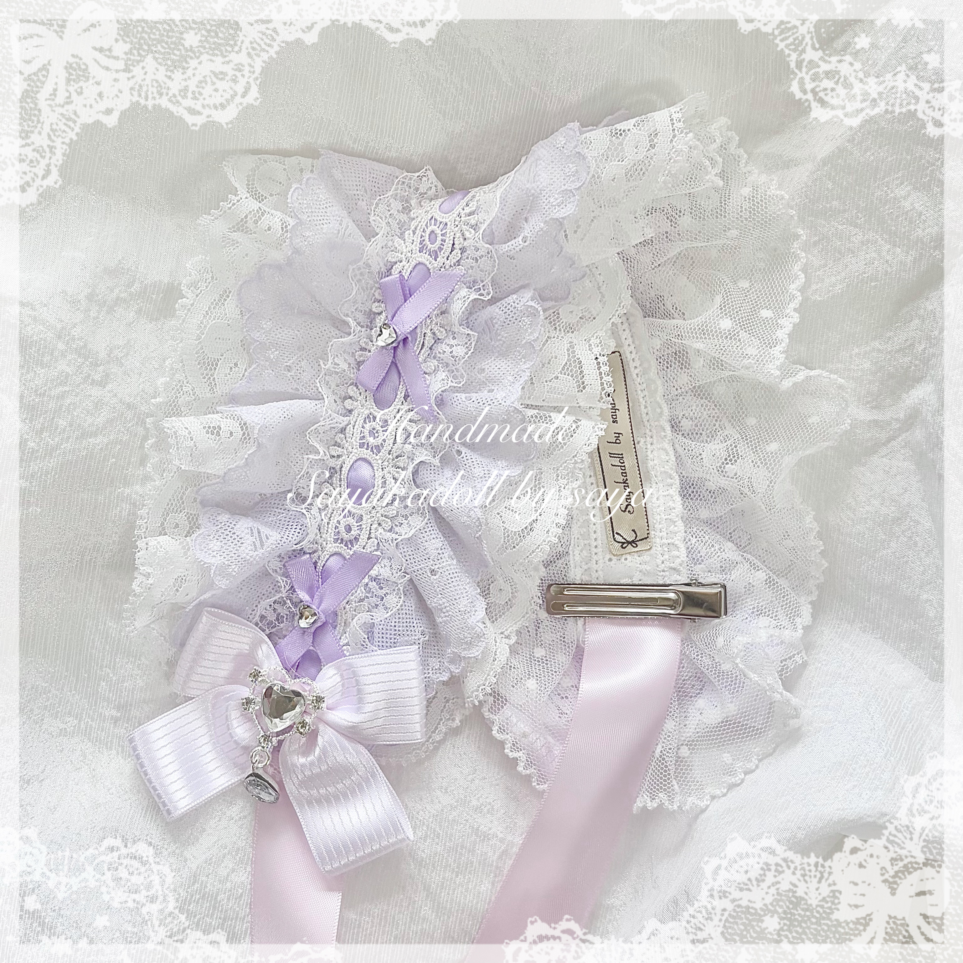 ♡ No.4 クリスタルハート プリンセスリボンヘッドドレス purple ♡