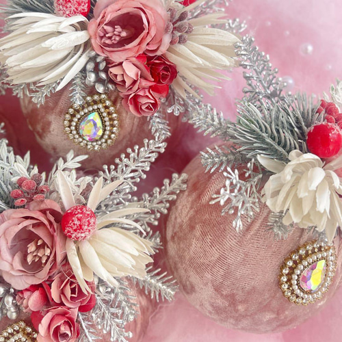 ベルベットピンクの魔法4個セット／ハンドメイド クリスマス