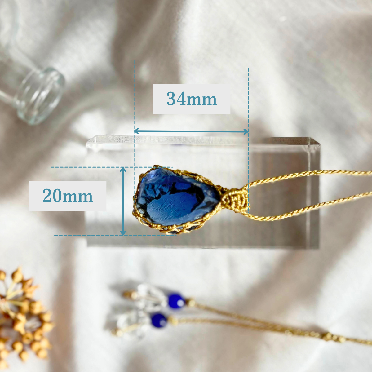 ペンダントトップ ネックレス 天然石 アンダラクリスタル シエラネバダ産 金属アレルギー対応 マクラメ編み エレスチャル