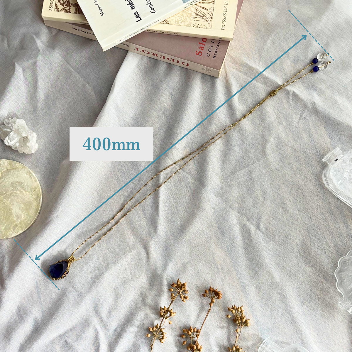 ペンダントトップ ネックレス 天然石 アンダラクリスタル シエラネバダ産 金属アレルギー対応 マクラメ編み エレスチャル