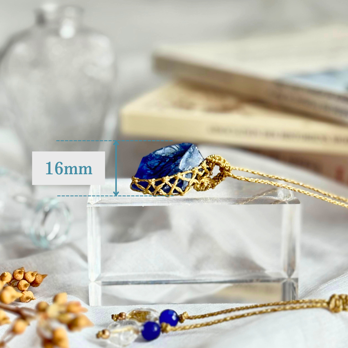 ペンダントトップ ネックレス 天然石 アンダラクリスタル シエラネバダ産 金属アレルギー対応 マクラメ編み エレスチャル