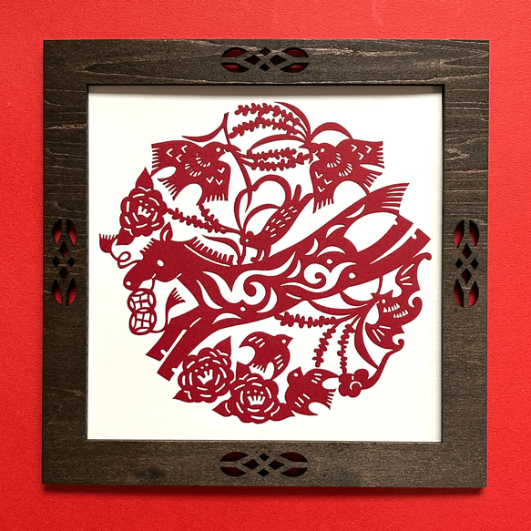 レーザーカット切り紙［馬（うま）］※木製フレーム別売り 切り絵 老虎