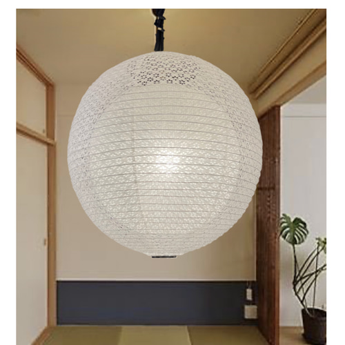 径45㎝岐阜落水和紙二重提灯2灯灯具照明ペンダント シーリングライト