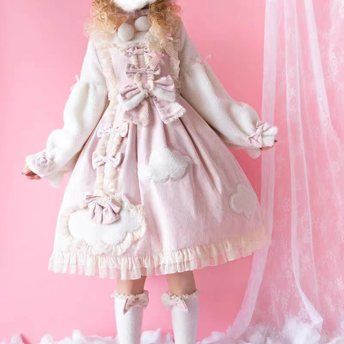 ロリータワンピース lolitaドレス 洋服 3点セット（ワンピース+ヘア