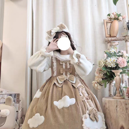 ロリータワンピース lolitaドレス 洋服 3点セット（ワンピース+ヘア