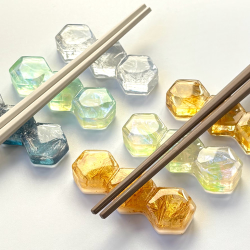 レジン箸置き】Color Prism 六角形｜透明感・和モダン・食卓インテリア