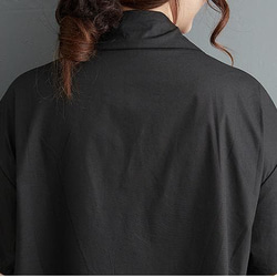 大きいサイズ シャツワンピース 半袖 アート柄 ゆったり 体型カバー 黒 9枚目の画像