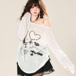 ❤️オーバーサイズ❤️透け感ロンT プ 地雷系 Y2K 春夏　半袖　新品 2枚目の画像