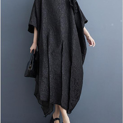 大きいサイズ レディース ロング　ワンピース　春夏　 秋　新品　ブラック 2枚目の画像