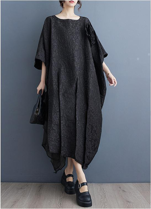 大きいサイズ レディース ロング　ワンピース　春夏　 秋　新品　ブラック 2枚目の画像