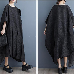 大きいサイズ レディース ロング　ワンピース　春夏　 秋　新品　ブラック 3枚目の画像