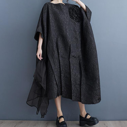 大きいサイズ レディース ロング　ワンピース　春夏　 秋　新品　ブラック 6枚目の画像