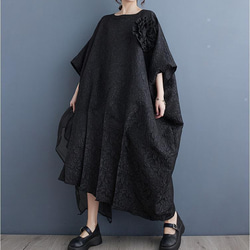 大きいサイズ レディース ロング　ワンピース　春夏　 秋　新品　ブラック 5枚目の画像