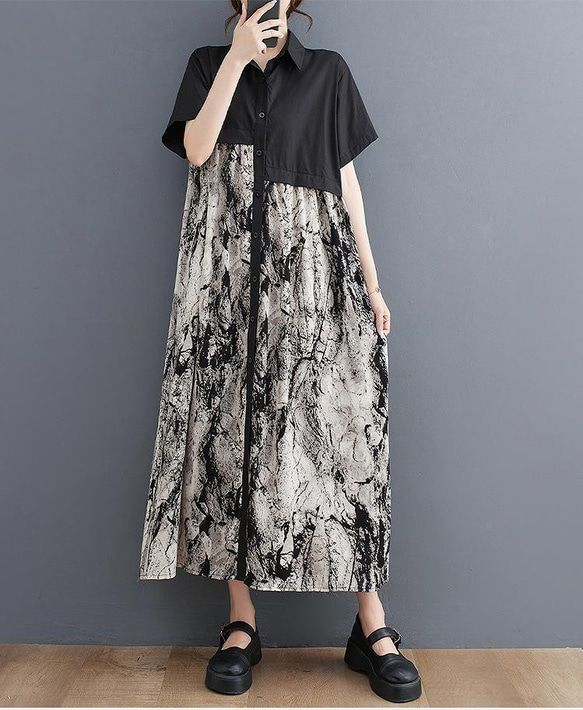 大きいサイズ レディース ロング　ワンピース　春夏 秋 新品 半袖 2枚目の画像