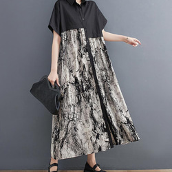 大きいサイズ レディース ロング　ワンピース　春夏 秋 新品 半袖 1枚目の画像