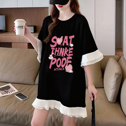 ❤️オーバーサイズ❤️フリル　トップス　半袖　レディース 春夏　新品 Tシャツ 1枚目の画像