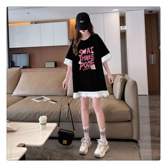 ❤️オーバーサイズ❤️フリル　トップス　半袖　レディース 春夏　新品 Tシャツ 5枚目の画像