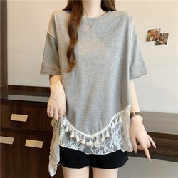 ❤️大きいサイズ❤️レース裾　トップス　半袖　レディース 春夏　新品 Tシャツ 4枚目の画像