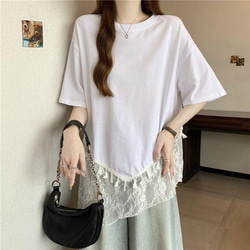 ❤️大きいサイズ❤️レース裾　トップス　半袖　レディース 春夏　新品 Tシャツ 2枚目の画像