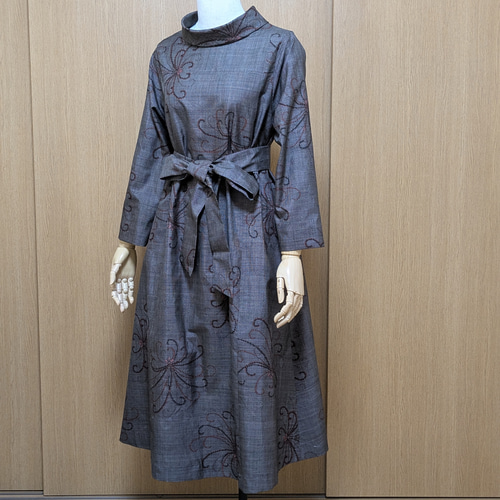 SOLD 着物リメイク ワンピース 大島紬 M〜L ワンピース さらあお 通販