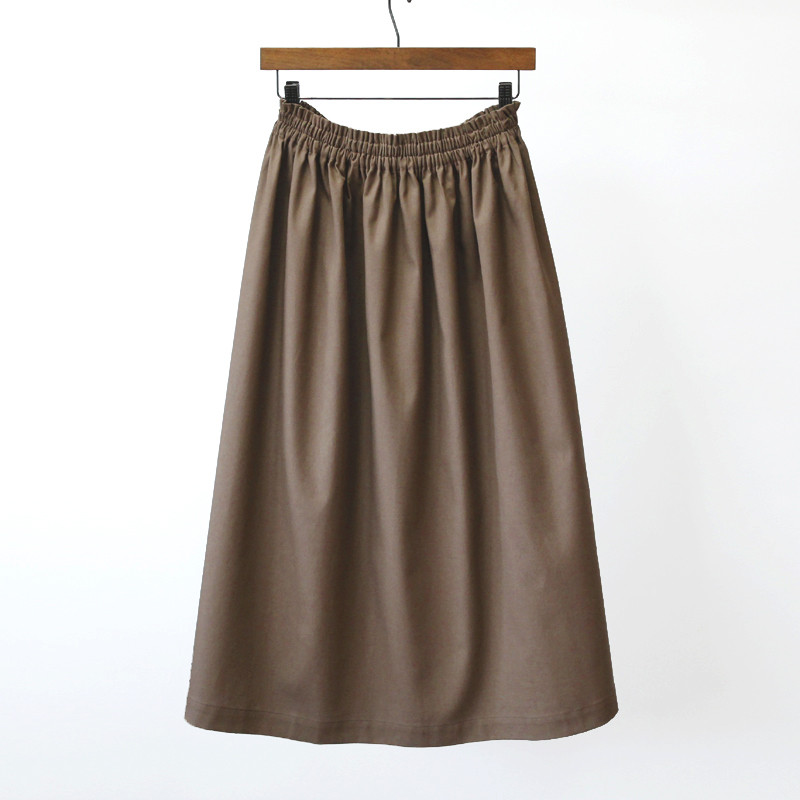 【即納】コットンリネン ロングスカート（モカ）リネン 麻 コットン ナチュラル グレイッシュ 6,065円