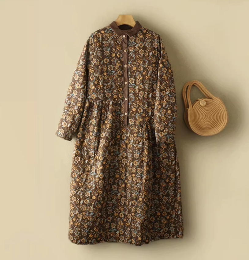 冬♡綿麻ワンピース♡コットンリネン♡通勤♡通学♡