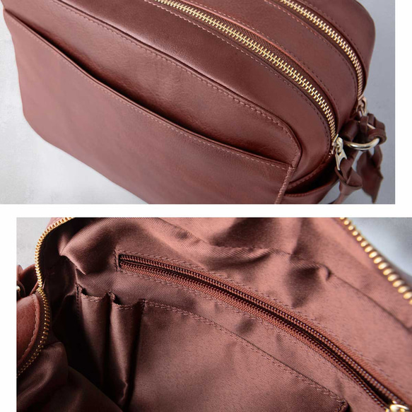 義大利真皮單肩包，大容量，斜背包，附收納盒，棕色，HAB033-VO 第14張的照片