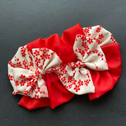赤 リボン ヘアアクセサリー 髪飾り ヘッドドレス 縮緬 七五三 m4