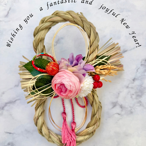 縁起の良い、『8』の文字デザインのしめ縄飾り 和モダン 正月リース