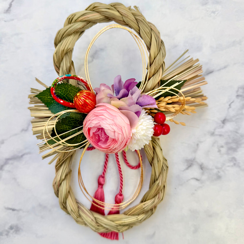 縁起の良い、『8』の文字デザインのしめ縄飾り 和モダン 正月リース